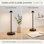 Lampes de table sans fil, lampe à barres à LED rechargeables, lampe de bureau de batterie portable,2 Niveau Luminosité Éclairage de nuit variable, Design minimaliste, pour le salon/restaurant/Restaurat/Dîner en couple/(Noir)