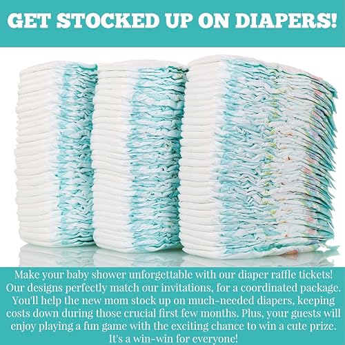Miniatura 9 de Adventure Awaits - Bonitos boletos de sorteo de pañales de alce para baby shower, 20 tarjetas de inserción de doble cara de 2 x 3 pulgadas para