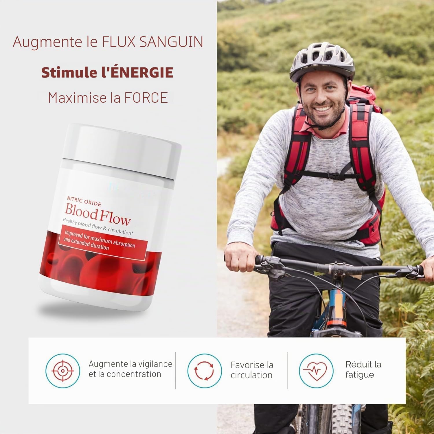 Blood Swiss - Oxyde nitrique avec nitrosigine - Circulation maximale et formule bien-être quotidien - Cycle et métabolisme - Végétalien, sans OGM