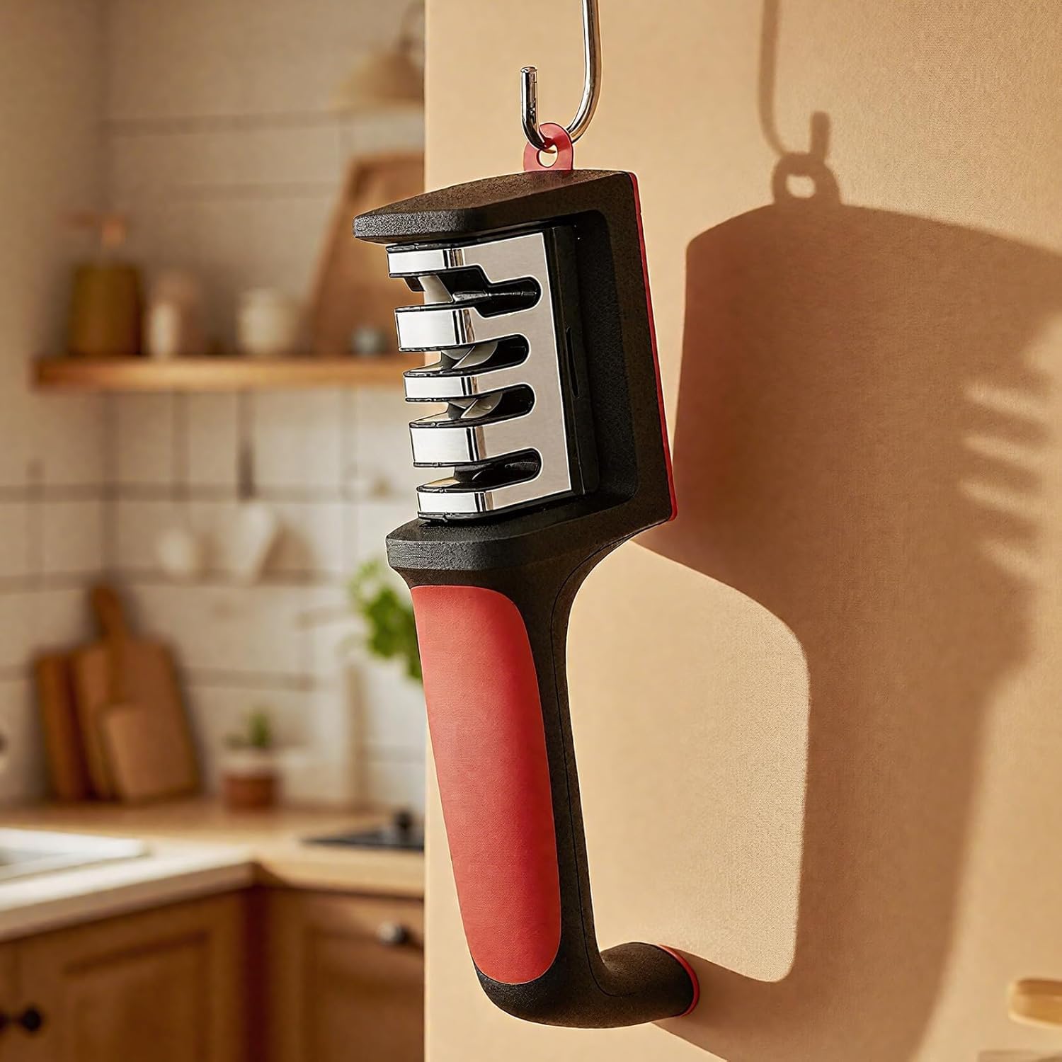 Mutfak Bıçakları için Bıçak Bileyiciler - Paslanmaz Çelik 4'ü 1 Arada Mutfak Bıçağı Bileyici - 4 Aşamalı Bileme Yuvalarına Sahip Ergonomik ve Kullanımı Kolay Bıçak Bileme Kiti