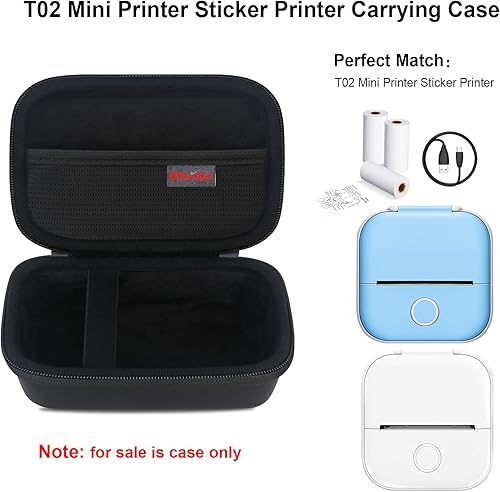 Vista 30 de Elonbo Estuche de transporte para mini impresora T02, compatible con Memoking/Omezizy/Memoqueen/Phomemo/Ponek T02, bolsa portátil para etiquetadora