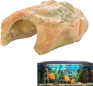 Esconderijo do tanque de peixes de répteis,Caverna de couro de peixe de resina | Decoração de aquário Peixe Camarão Abrigo Escondido Caverna Aquário Paisagismo Ornamentos Decoração Kagrote