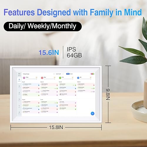 Miniatura 6 de Calendario digital de 15.6 pulgadas, calendario de pared con pantalla táctil WIFI, calendarios electrónicos para organización familiar, gráfico
