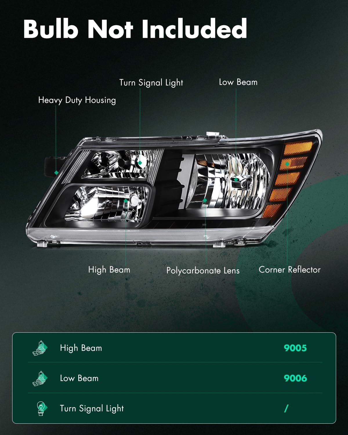 SCITOO Headlight Assembly Fits For 2009-2020 for Dodge Journey Headlamp Driver and Passenger Side