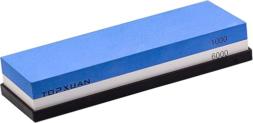 Piedra de afilar cuchillos, piedra de afilar de 2 caras, piedra humedal profesional para afilar cuchillos de cocina con goma antideslizante