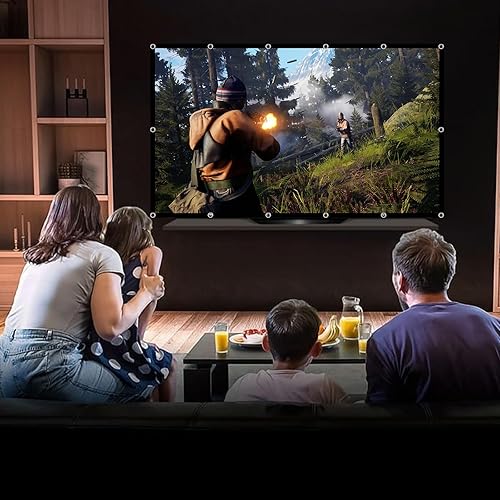 Miniatura 8 de TOWOND - Pantalla de proyección de 150 pulgadas, para interiores y exteriores, lavable, antiarrugas, 169, HD, para cine en casa, oficina