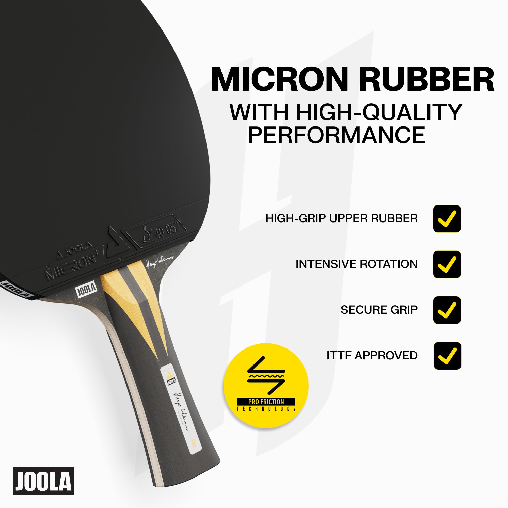 JOOLA Hugo Calderano Infinity Carbon rakieta do tenisa stołowego, dopuszczona przez ITTF, tkanina węglowa 3K, okładziny mikrona