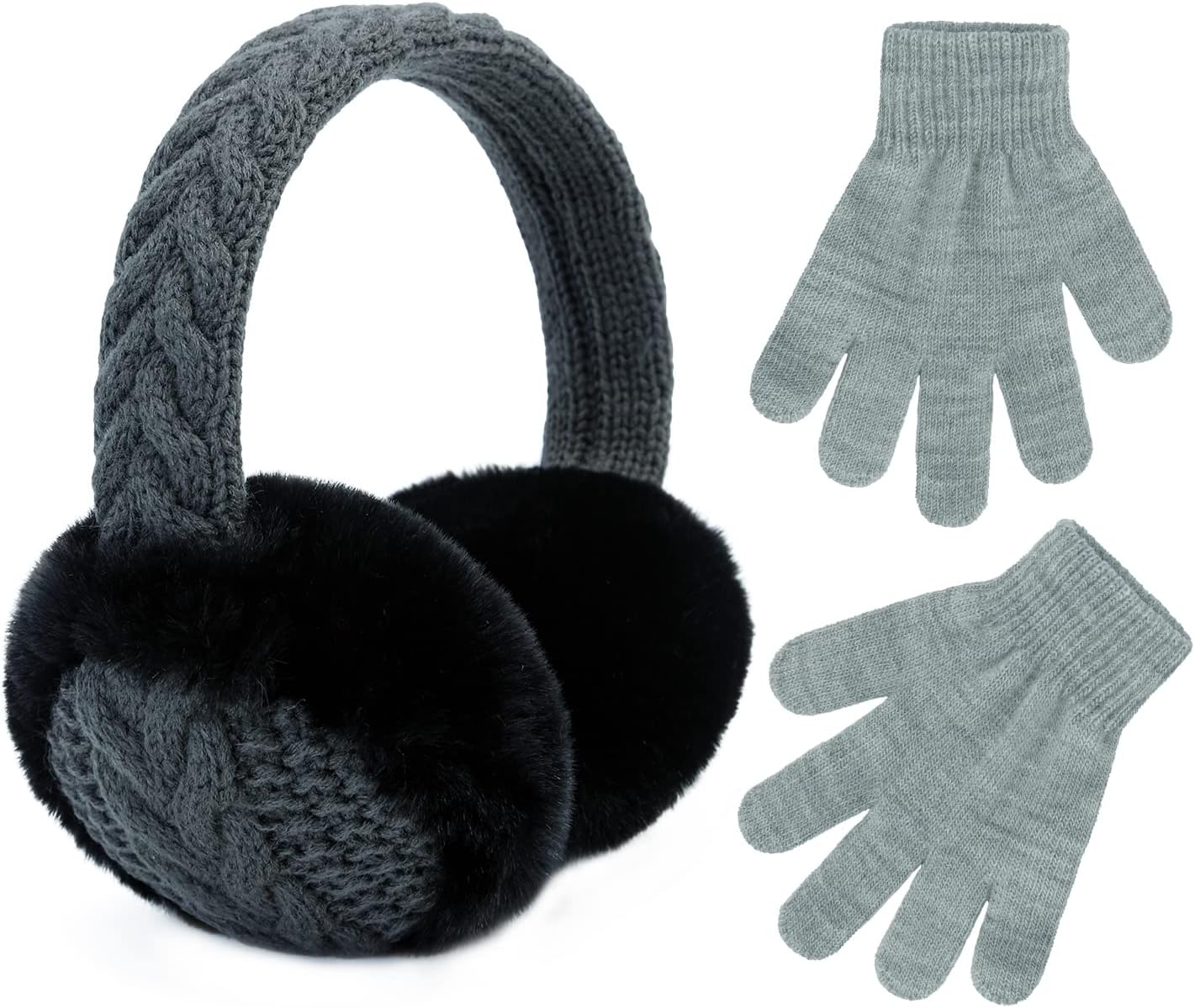 POXIMI Baby Warm Earmuffs Kid Magic Gloves Girl Soft Plush Ear Muffs Toddler Knit Mittens for Boy Winter Ear Warmer Set