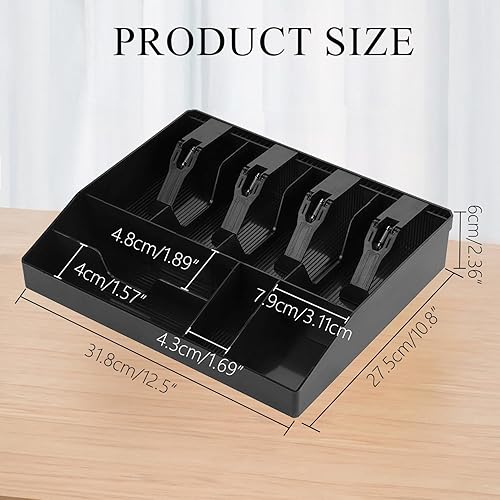 Miniatura 2 de Bandeja de inserción de cajón de caja registradora, bandeja de dinero en efectivo, caja de almacenamiento portátil para monedas, organizador de