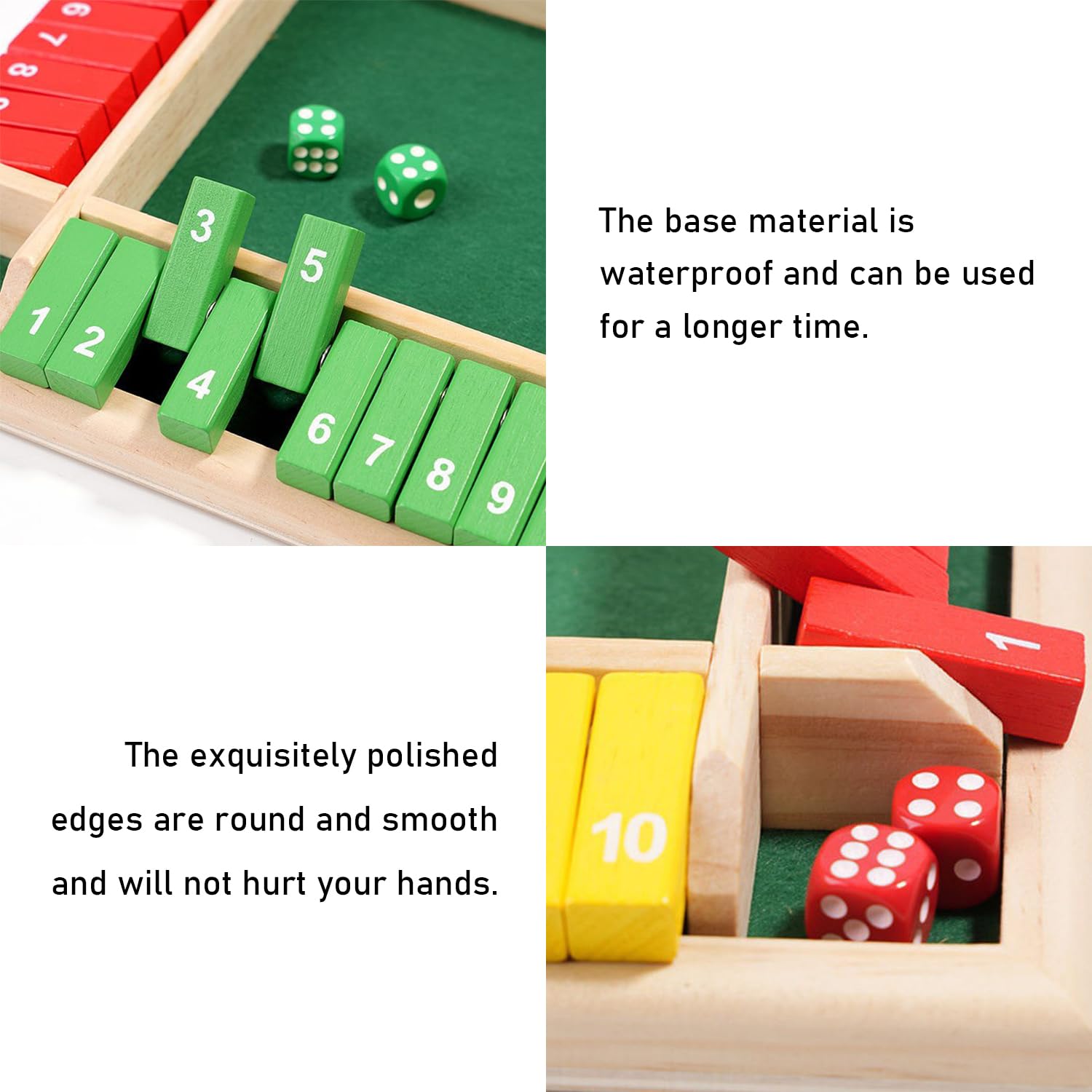 Gioco da tavolo in legno, 4 giocatori chiudono la scatola Gioco dei dadi Matematica Tradizionale Pub Gioco di dadi da tavolo Viaggia 4 giocatori Grandi giochi da tavolo per famiglie Divertimento in
