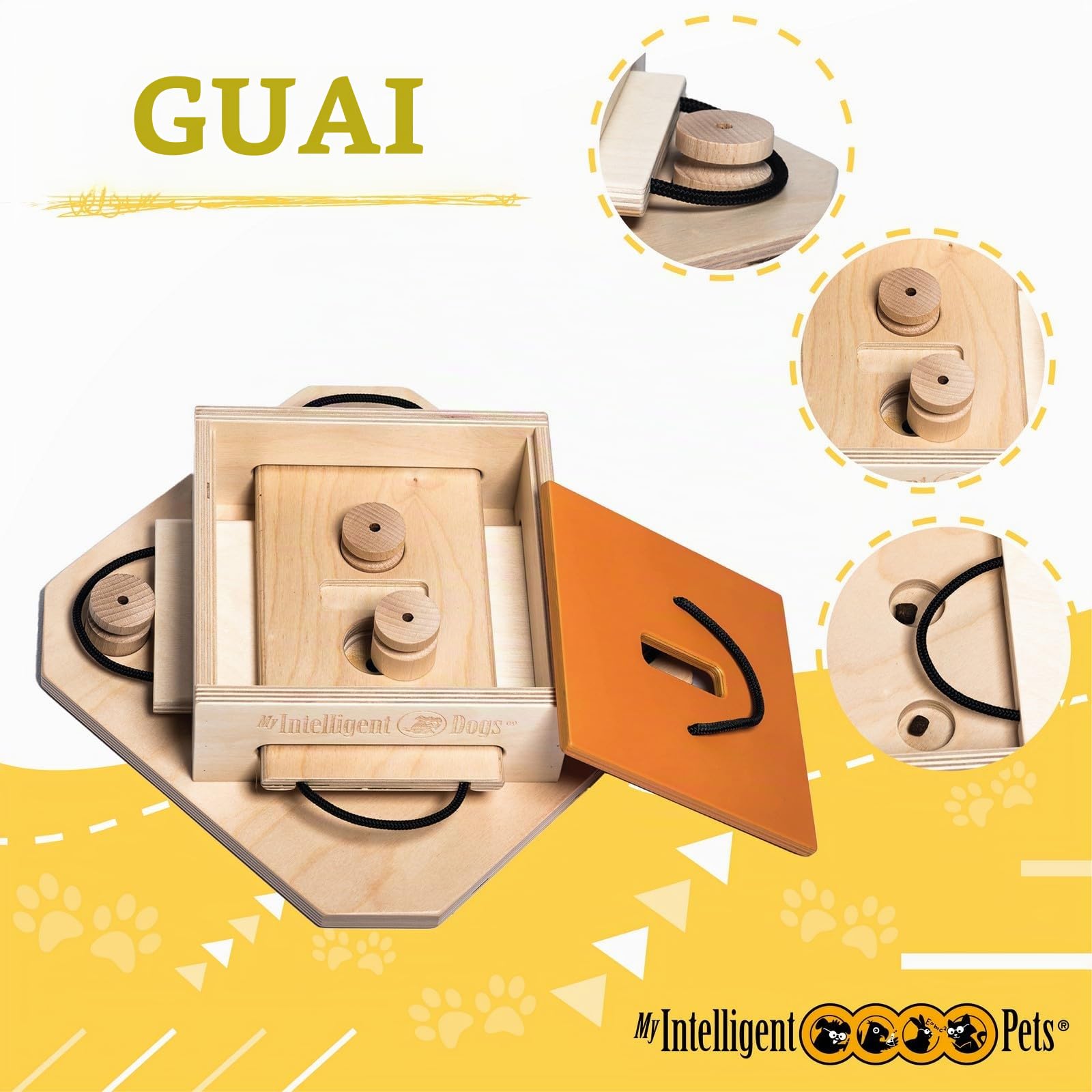 My Intelligent Pets Giocattoli interattivi per Cani di Legno Trouble Giocattolo intelligente per cani Distributore di Dolcetti Interattivo Giocattolo per Cuccioli, giochi di Attivazione Mentale