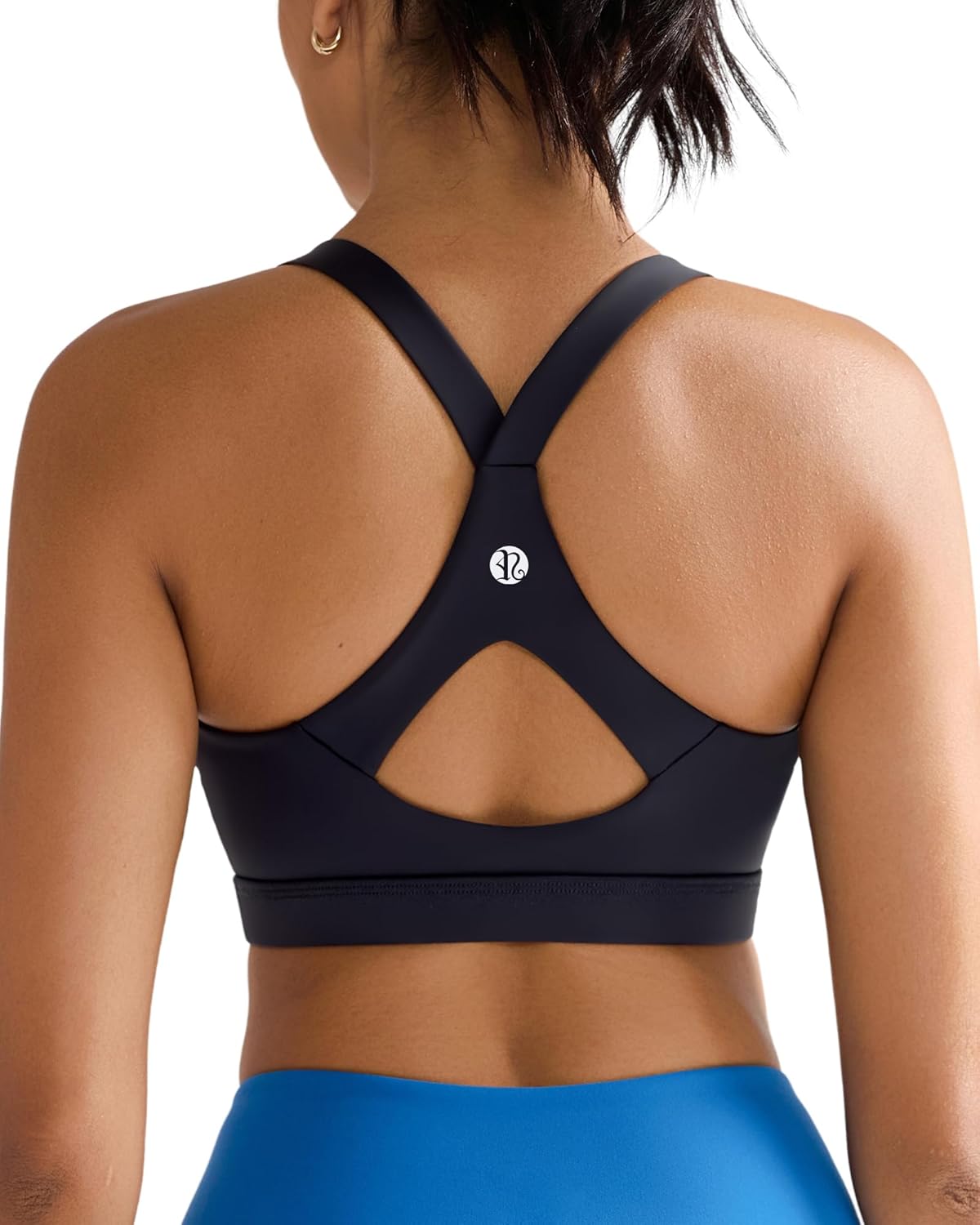 RUNNING GIRL Sports Bra for Women,Y Back Molded Cup Strappy Running High Impact Sports Bra with Sewn in Pads