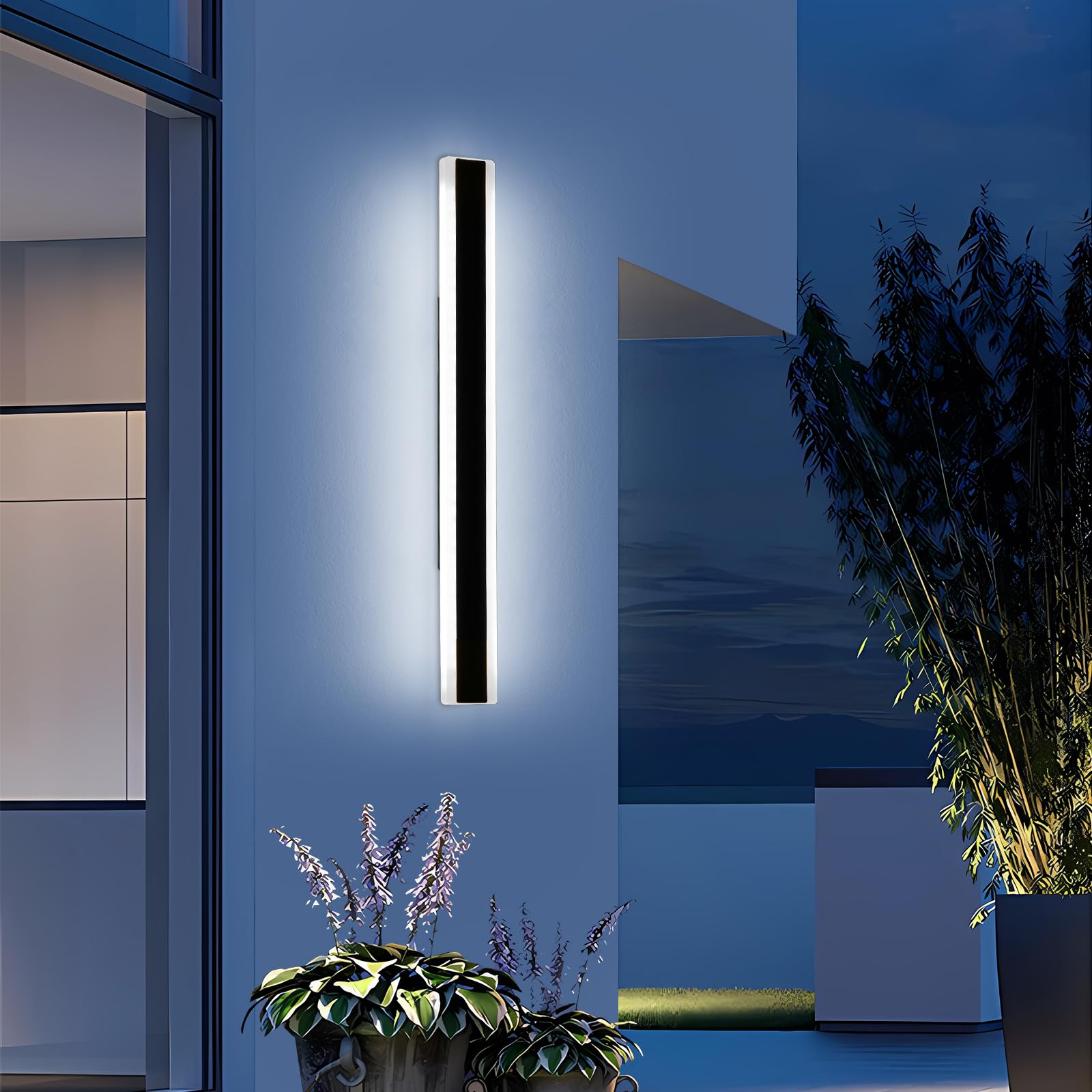 Mikeru 40CM Black Wall Lights, 2Packs Modern Acrylic Wall Light 3000K/4500K/6500K 3 Color Hard Wired Outside Light Wall Mounted Light for Lighting in Front of Mirrors, Garden Decoration — view 26