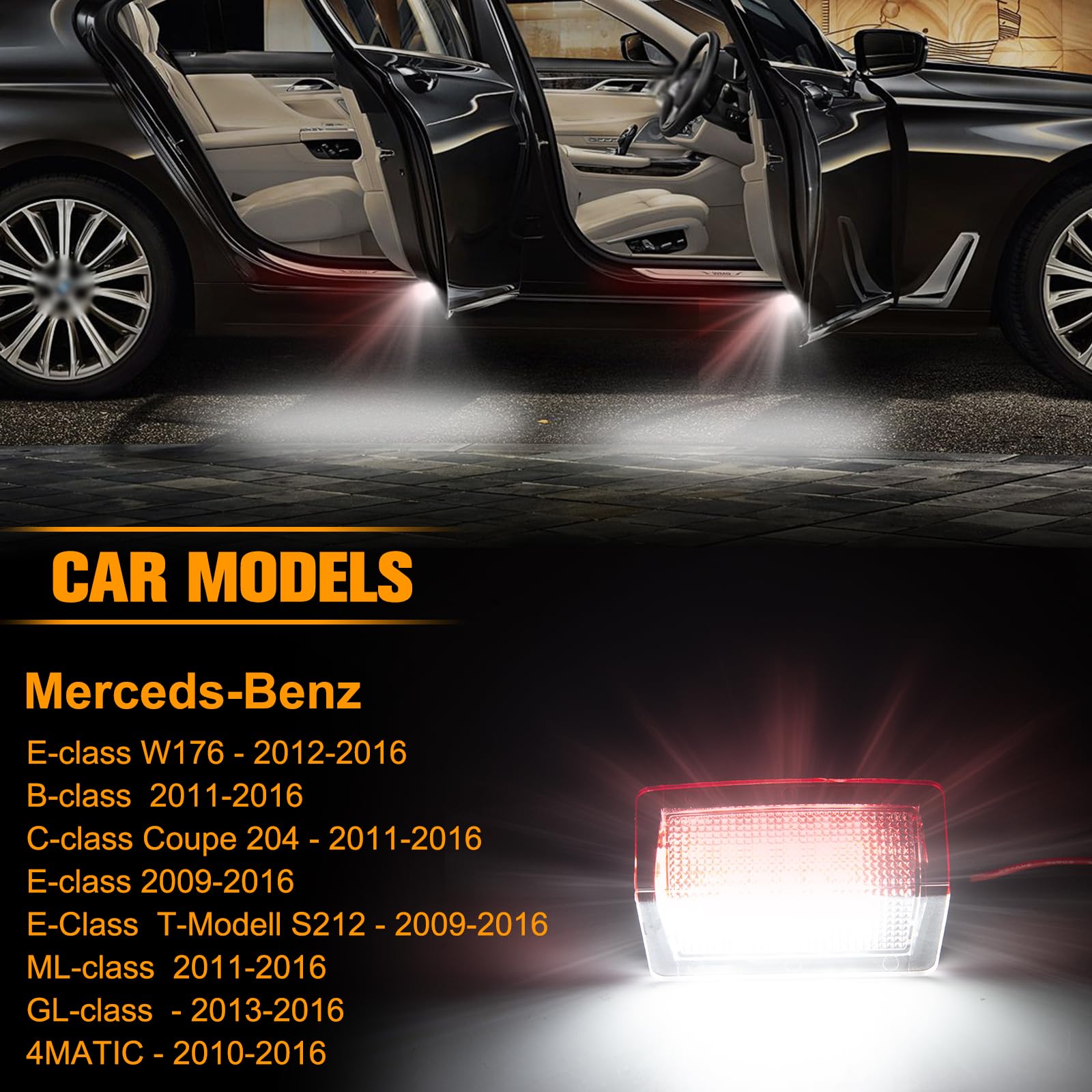 Illuminazione interna a LED, illuminazione d'ingresso per A W176 B W246 C Coupe Class W205 W212 W166 X164 GLC GLE GLS GLA, bianco