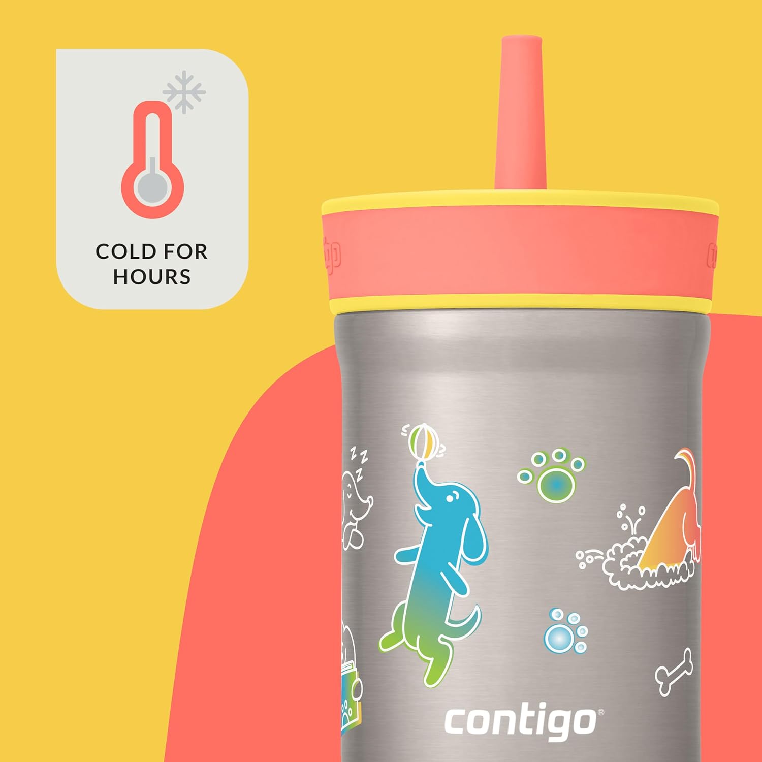 Contigo Leighton Straw Tumbler, 12 oz, Pineapple (Dogs) - Image 2