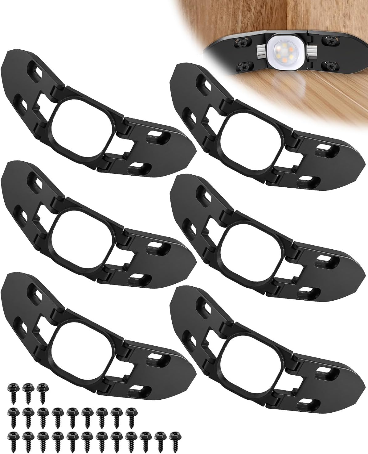 6 Pack Black Gable Light Clips Compatible with Govee H706 Pro Permanent Outdoor Lights, Roof & Eave Brackets with Cable Management, Weather-Resistant Adjustable Angle