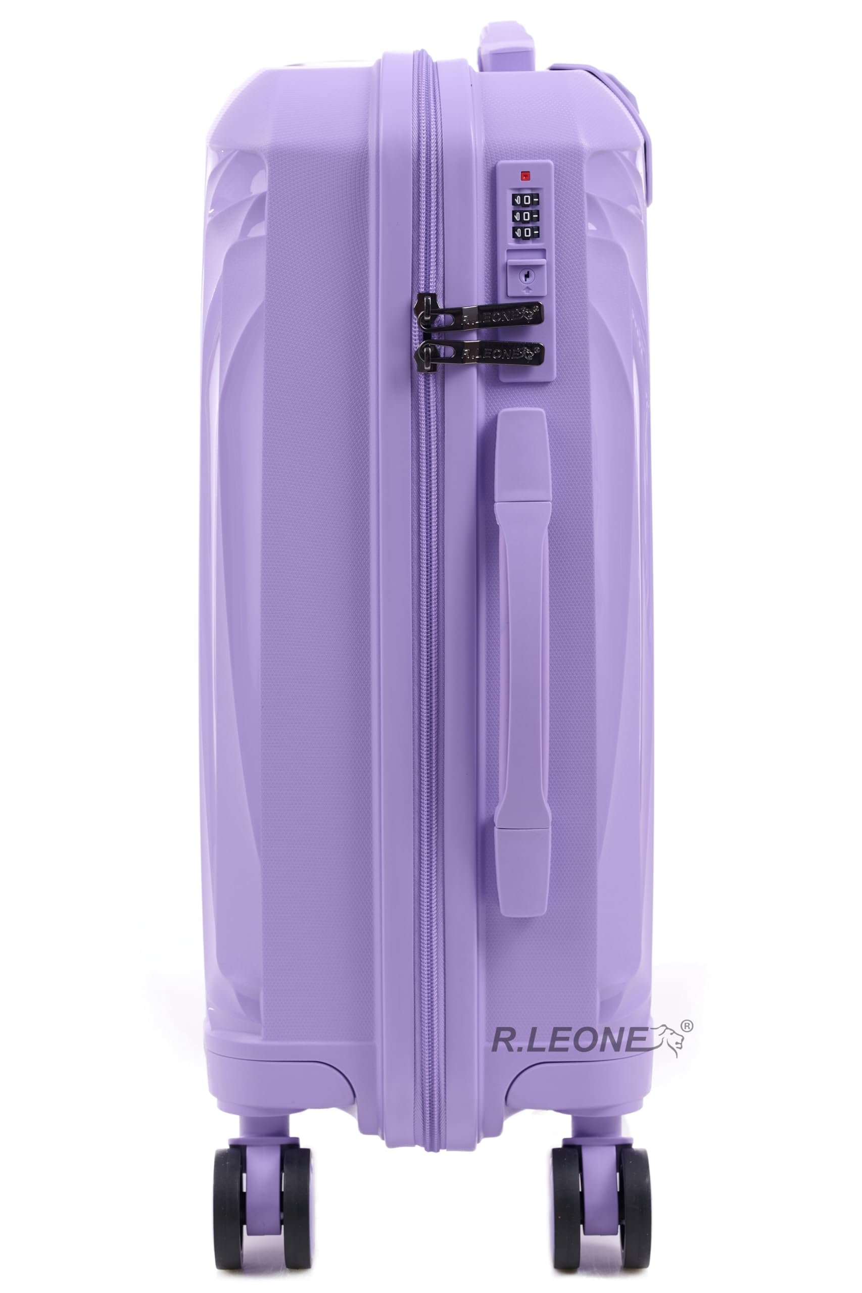 R.Leone Valigia da 1 Fino a Set 3 Bagaglio a mano 55x40x20 Ryanair, Medio, Grande Ultra Strong Antiurto Resistente Trolley rigido leggero 8 ruote in Polipropilene 8812 (Lilla, Set 3 Pezzi S M L)