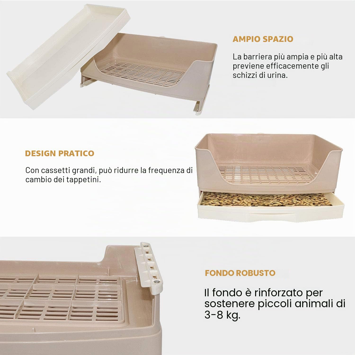 HYLYUN Grande lettiera a forma di coniglio, lettiera angolare, con cassetto, pentola per animali domestici, per adulti porcellini d'India, conigli, criceto, cincilla, galesaur, piccoli animali (L)