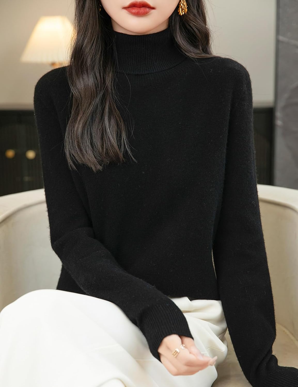 Chanyarn Women's Turtleneck 100% Merino Wool 2025 First-Line Ready to Wear Fall Winter Seamless Knit Pullover Sweater - Image 2