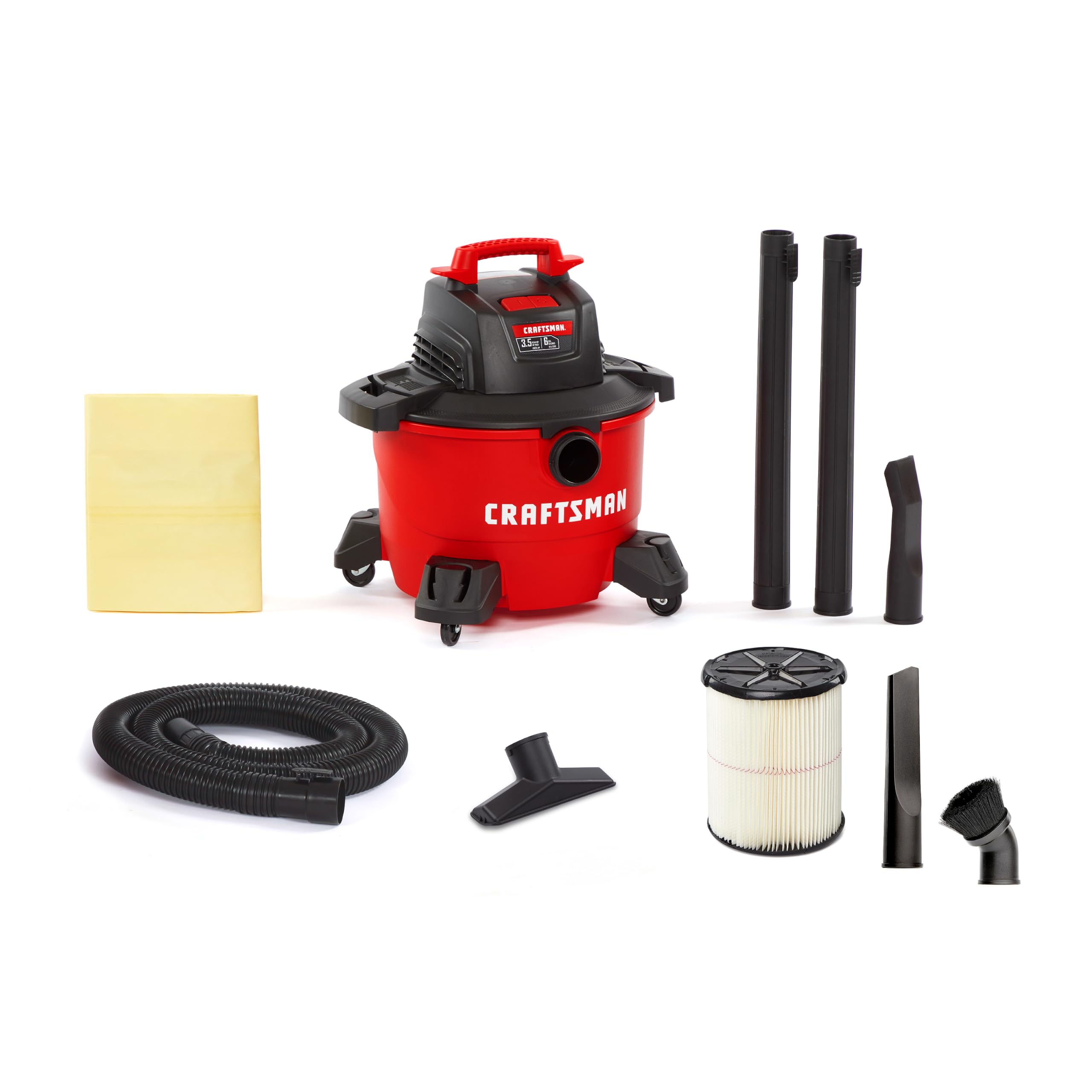CRAFTSMAN CMXEVBE17584 6 Gallon 3.5 Peak HP Wet Dry Shop Vacuum Bundle