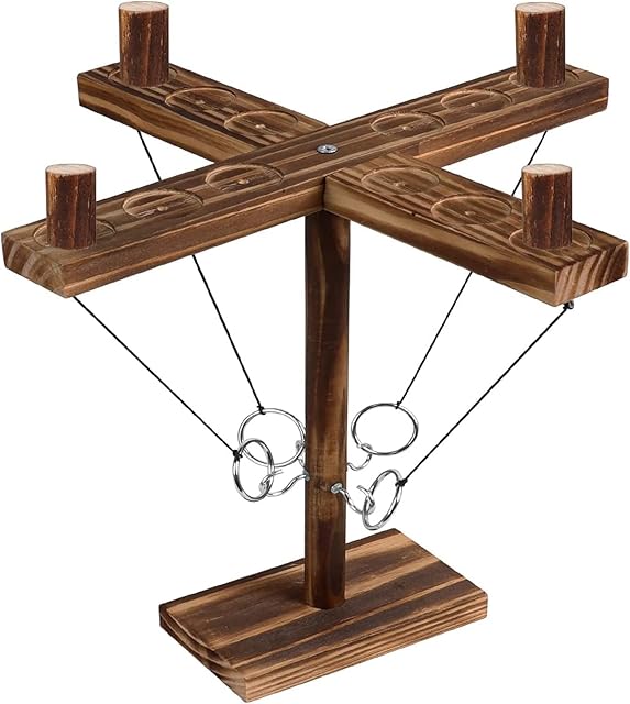 Ring Toss Game, Hook and Ring Game, Handmade Wooden Hook Fast-paced Interactive Kids Toys for Children Adult Party Home Game
