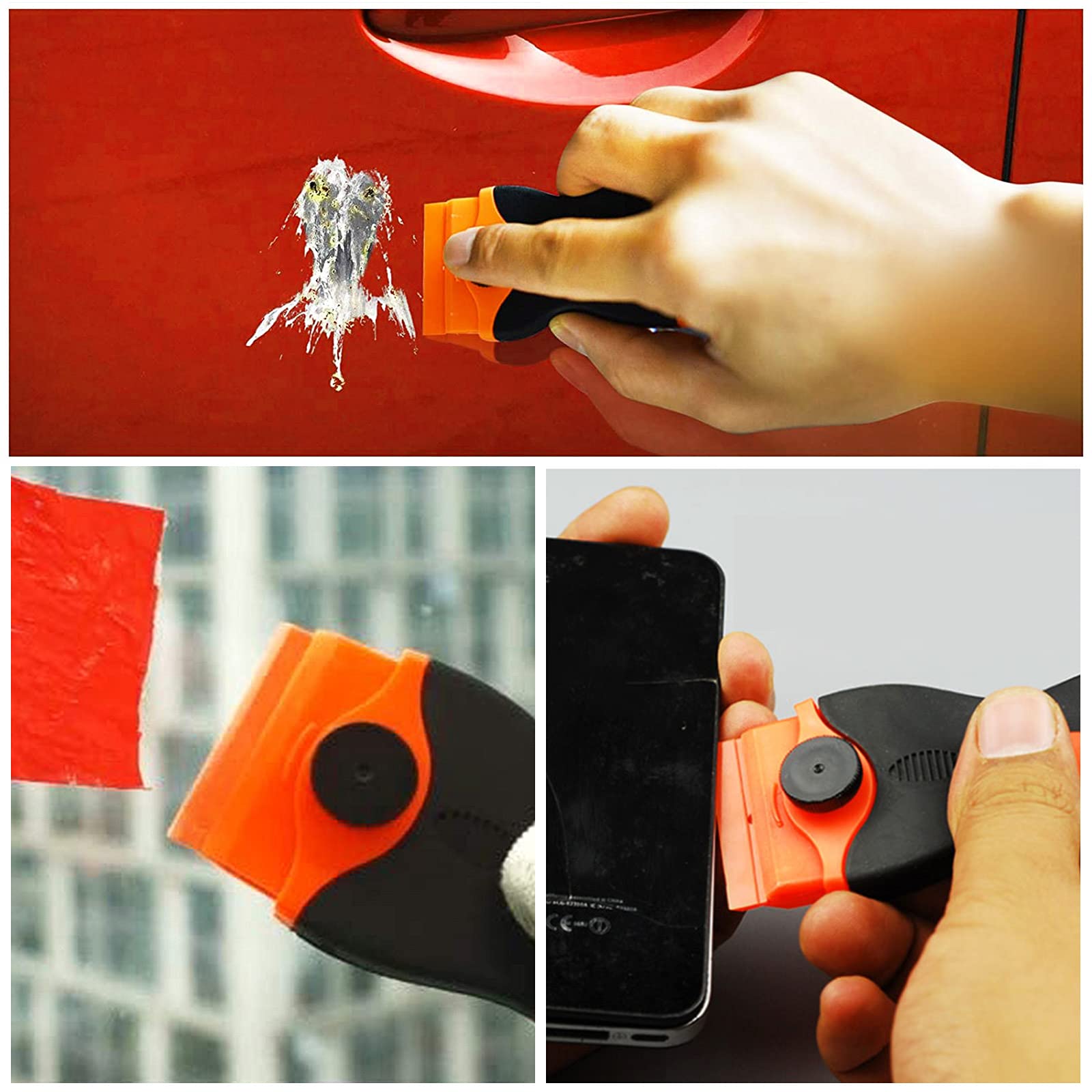 Raschietto Per Vetro A Doppio Bordo - 2 Pezzi Con 40 Lame Ricambio, Per Etichette E Vernice