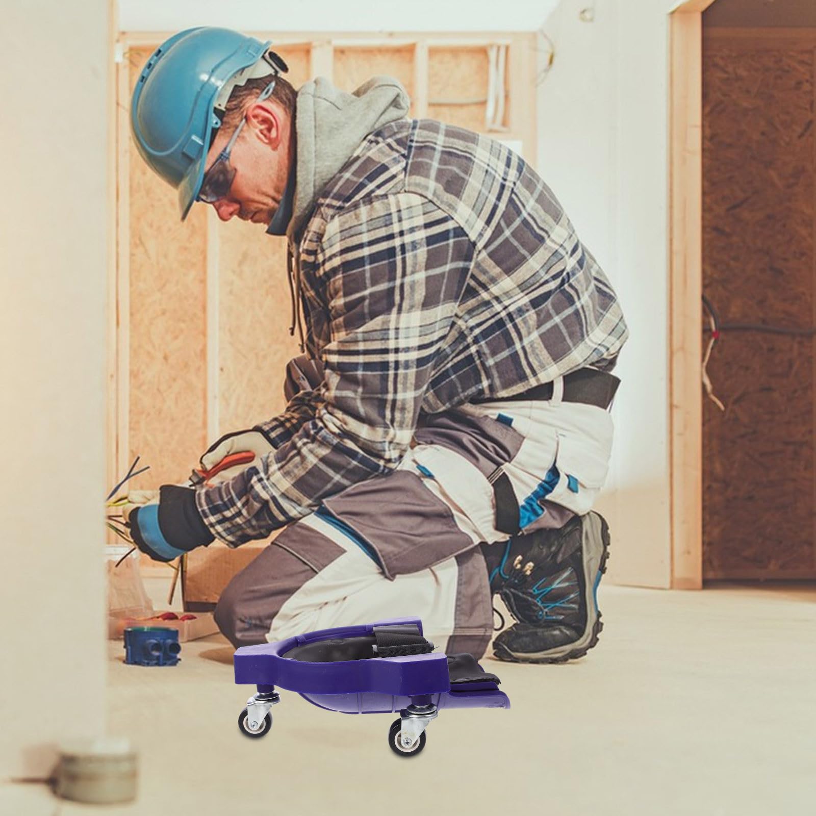 Veemoon Rodilleras para Trabajar con Cojín Rodante y Soporte Integrado de Plástico, Protección Ergonómica para Jardinería y Colocación de Vinilo