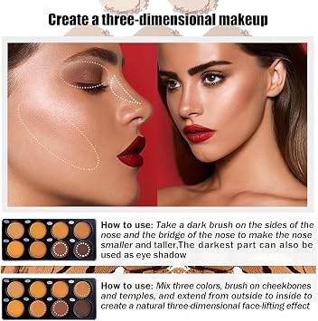Matte 8 Color Ttimming Makeup Palette, Powder Contour Palette, Cosmetics Contour and Highlighting Powder Foundation Palette, Contour & Bronzer, Light to Medium, Vegan & Cruelty-Free