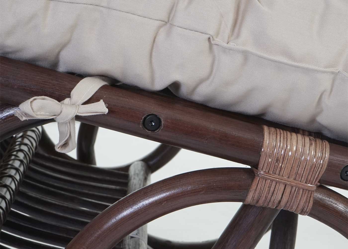 Schaukelstuhl HWC-C40, Schwingsessel Rattansessel, braun - Auflage creme