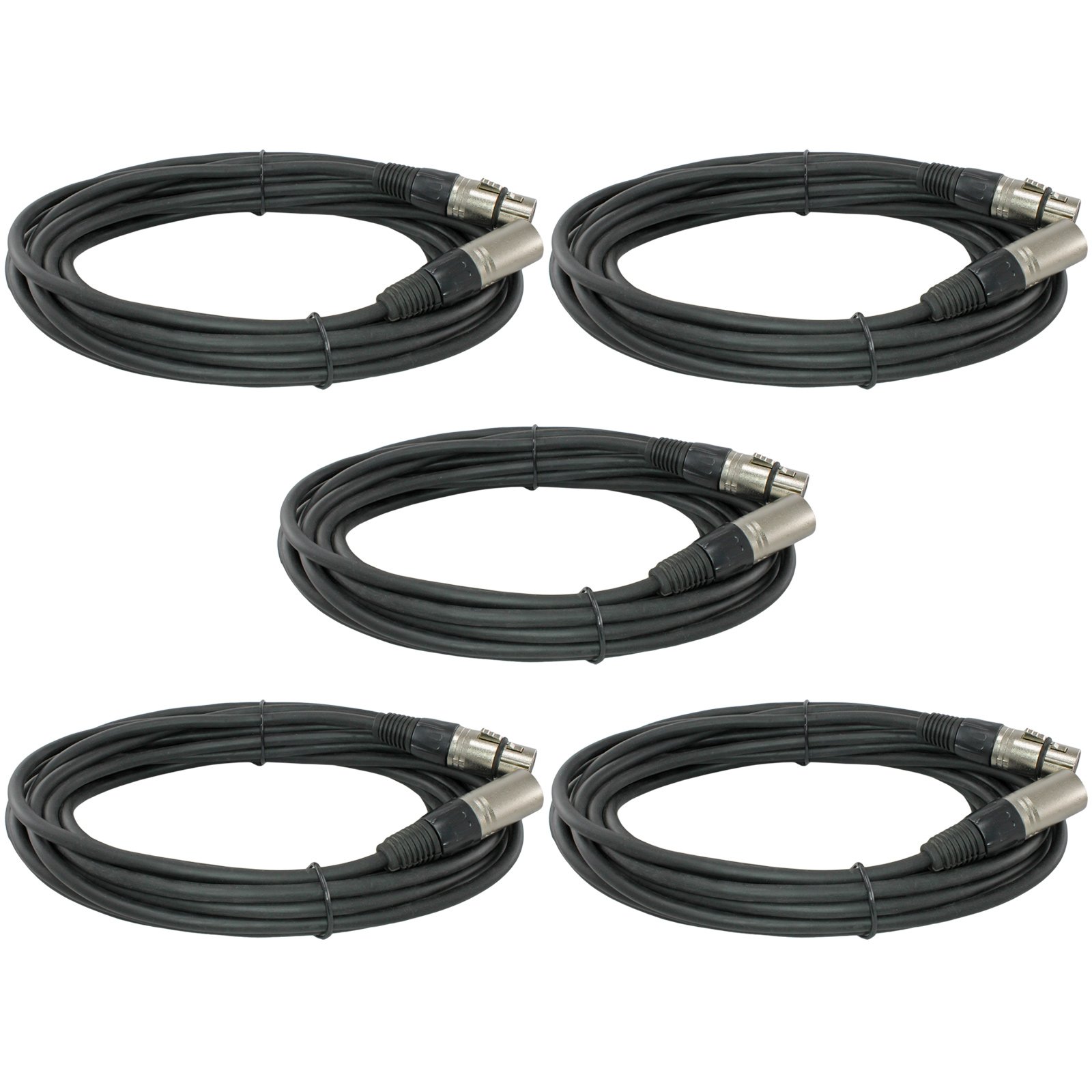 5-pack 7,6 m stopki męski na żeński XLR 3-pinowy mikrofon audio kabel micro przedłużacz