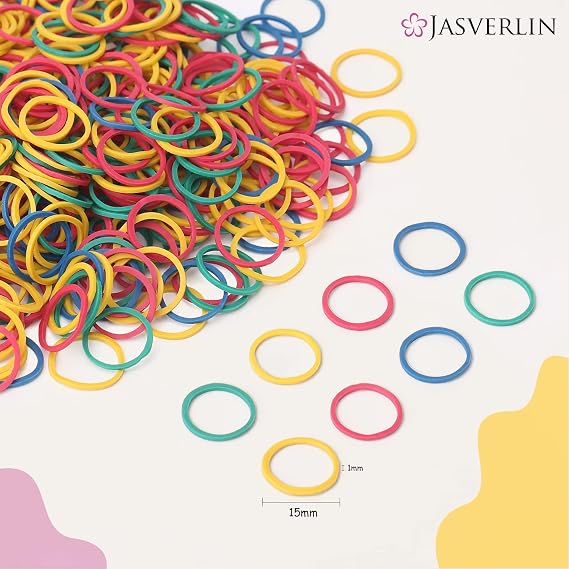 JASVERLIN Colorful Rubber Bands for Hair, Small Hair Ties 1000 Pcs, 1/2