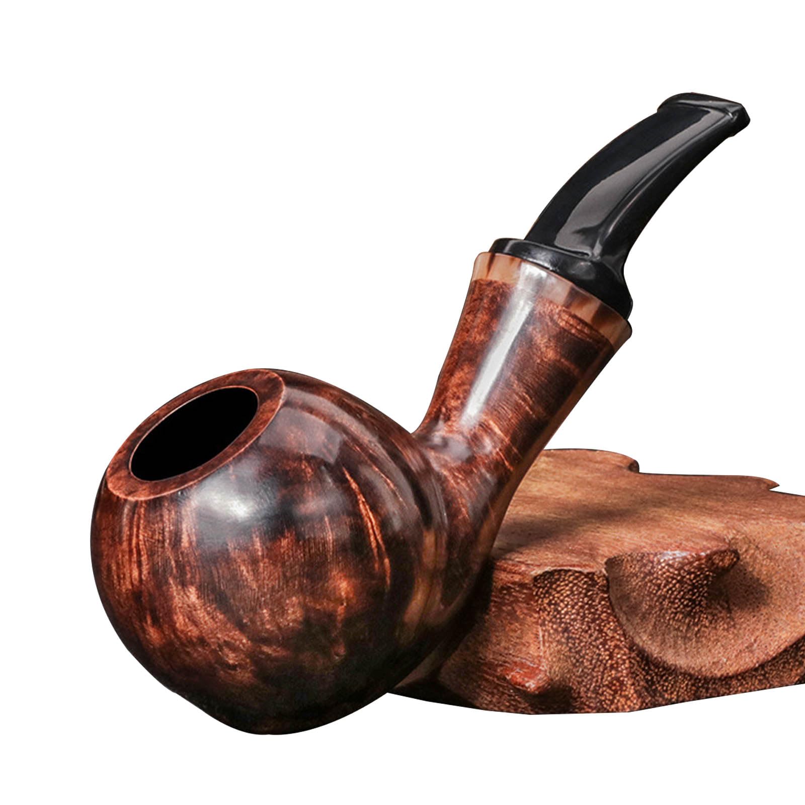 HGTRH Handmade Tobacco Pipe, Wooden Tobacco Smoking Pipe from Briar Root with Smooth/Engraving Surface Easy to Clean Comes with Pouch Smoking Pipe A