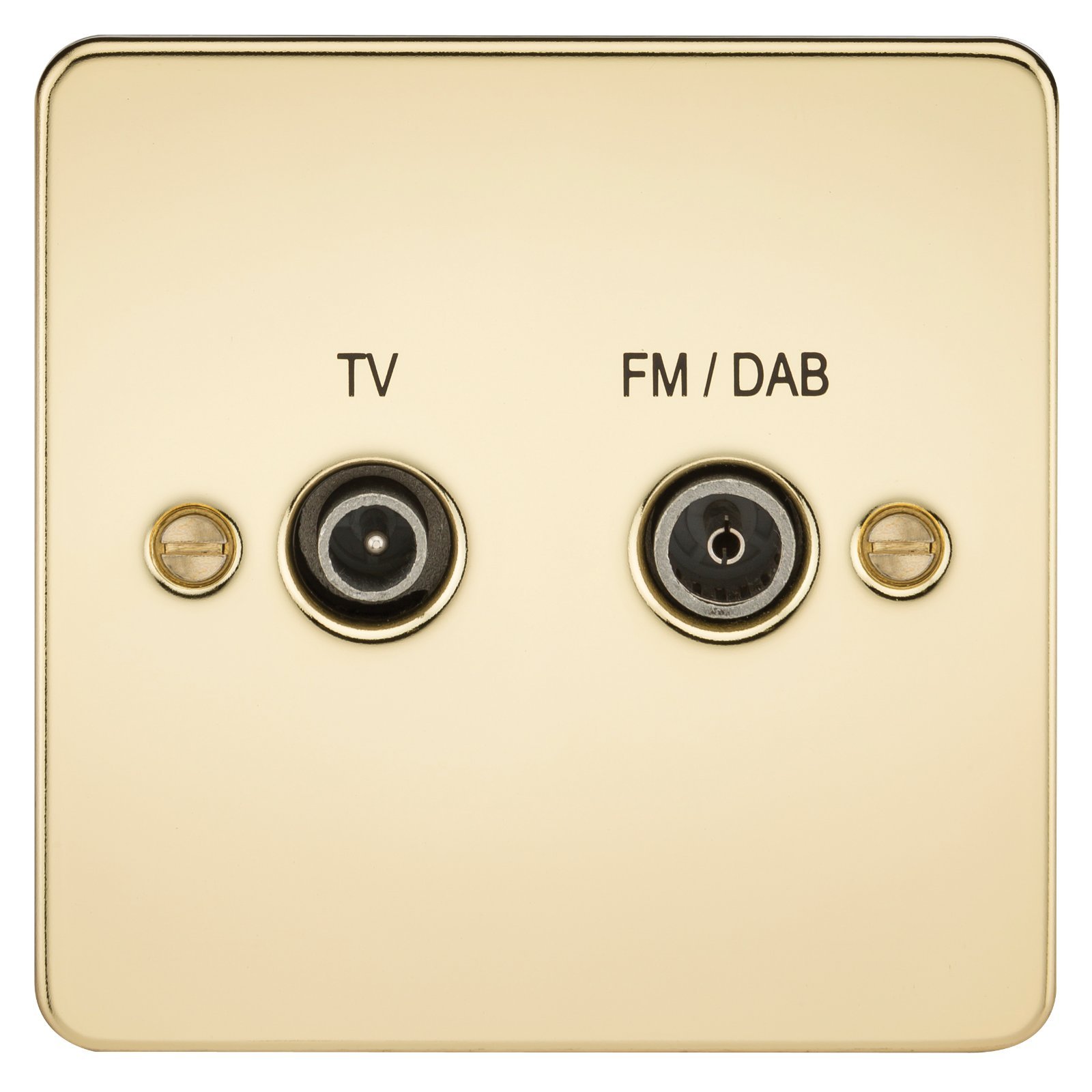 Knightsbridge FPAV0160PB Flat Plate Screened Diplex Outlet (Tv & Fm Dab) -Polished Brass
