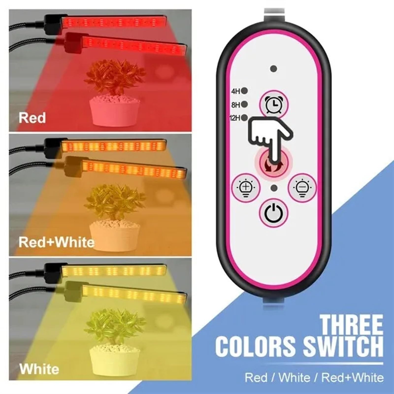 Roślina rośnie światłem, Pełne spektrum LED Nasiona kwiatów Fitolampy dla roślin, światło do uprawy, wewnętrzna fitolampa, hydroponika(4 lamp clamp base)