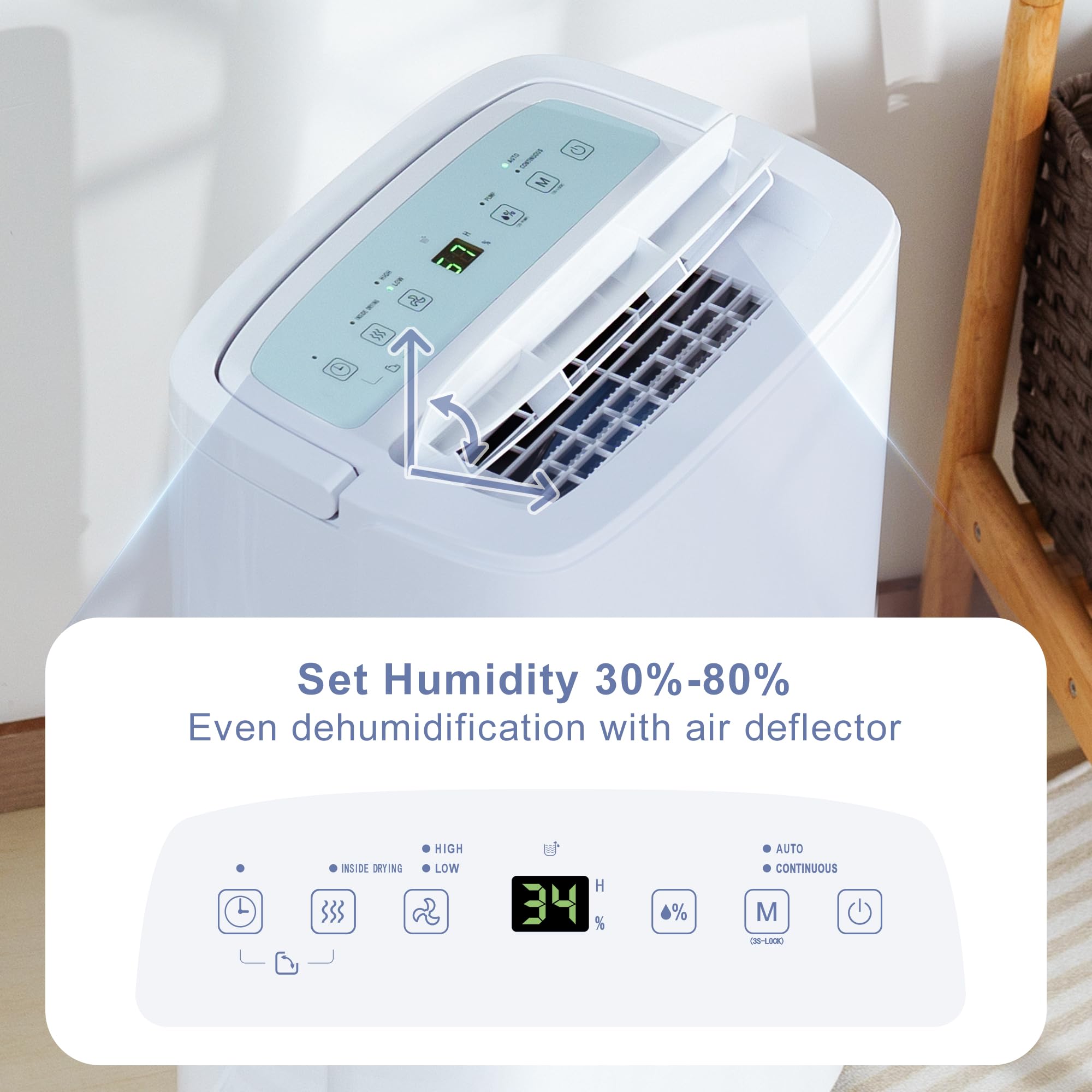 Katenpo Deumidificatore Portatile Elettrico Professionale: Pompe Acqua 5M 90L/Giorno 240㎡ Silenzioso 43dB per Anti-Muffa Casa Ufficio Garage Cantina Grandi Spazi Umidi Famiglie