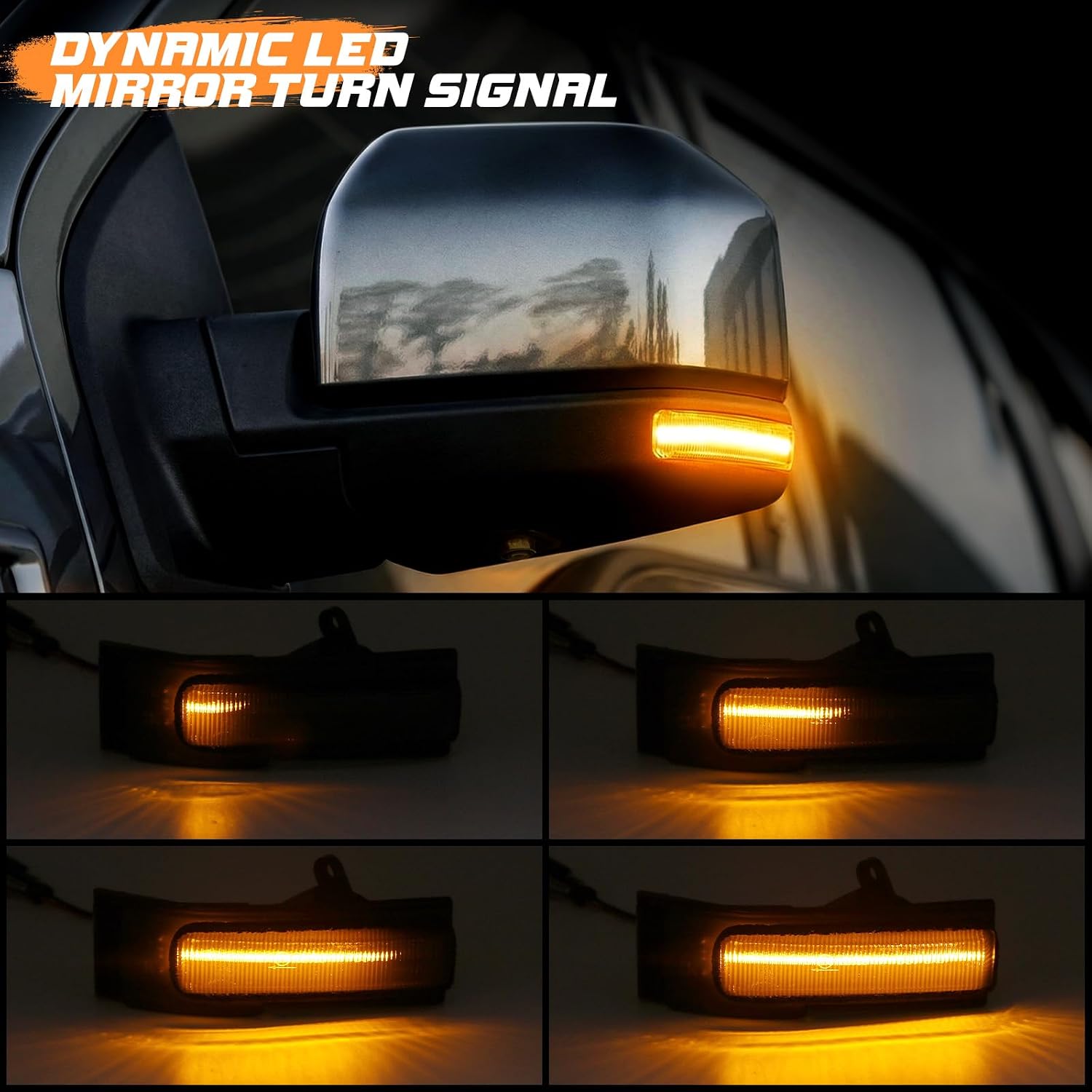 Side Mirror Turn Signal Lights LED Assembly Compatible with F150 2015-2020,Dynamic Sequential Turn Signal Light (Smoked Lens Yellow Light)