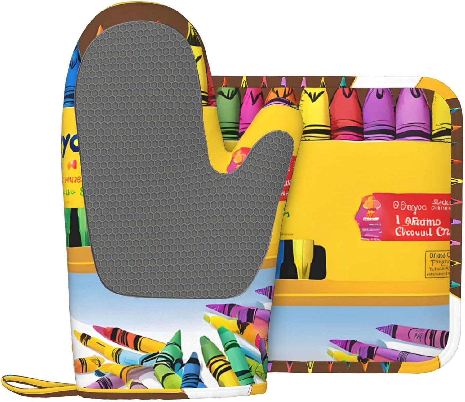 Oven Mitts and Pot Holders for Outdoor Cooking Baking BBQs Heat Resistant Polyester Silicone Oven Gloves Hot Pads, Kitchen Accessories Must Haves List - Cute Crayons Box image 2