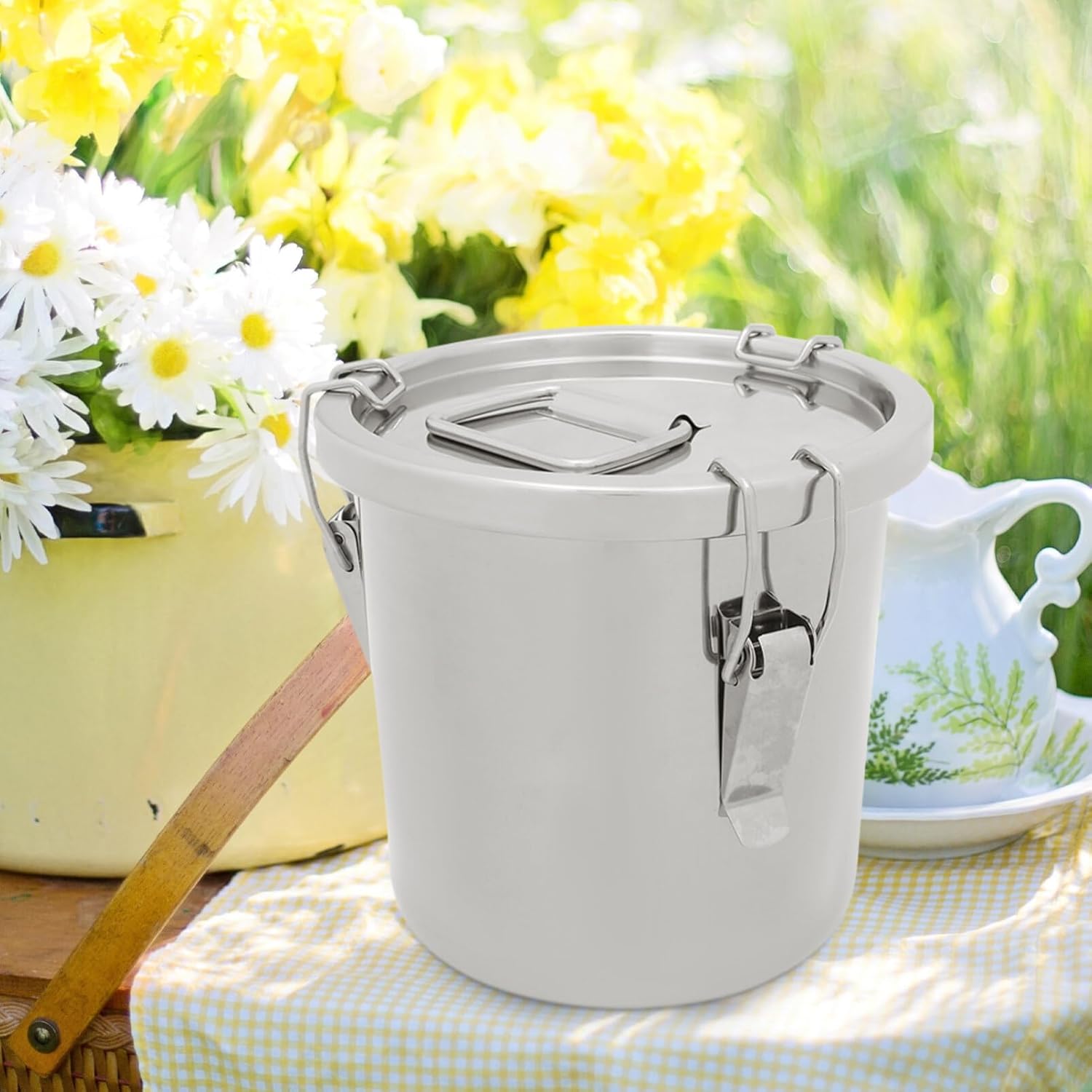 ABOOFAN Stainless Steel Airtight Barrel Large Milk Bucket Oil Bucket Food Storage for Kitchen