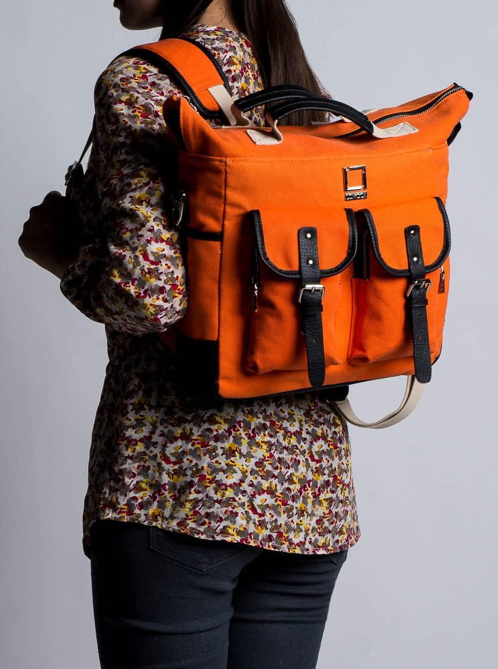 Canvas Gadget Organizer Bag for 10-Inch Tablets, Convertible Backpack & Messenger for Creatives, Multi-Pocket Tech Bag for Cameras, Chargers & Cables