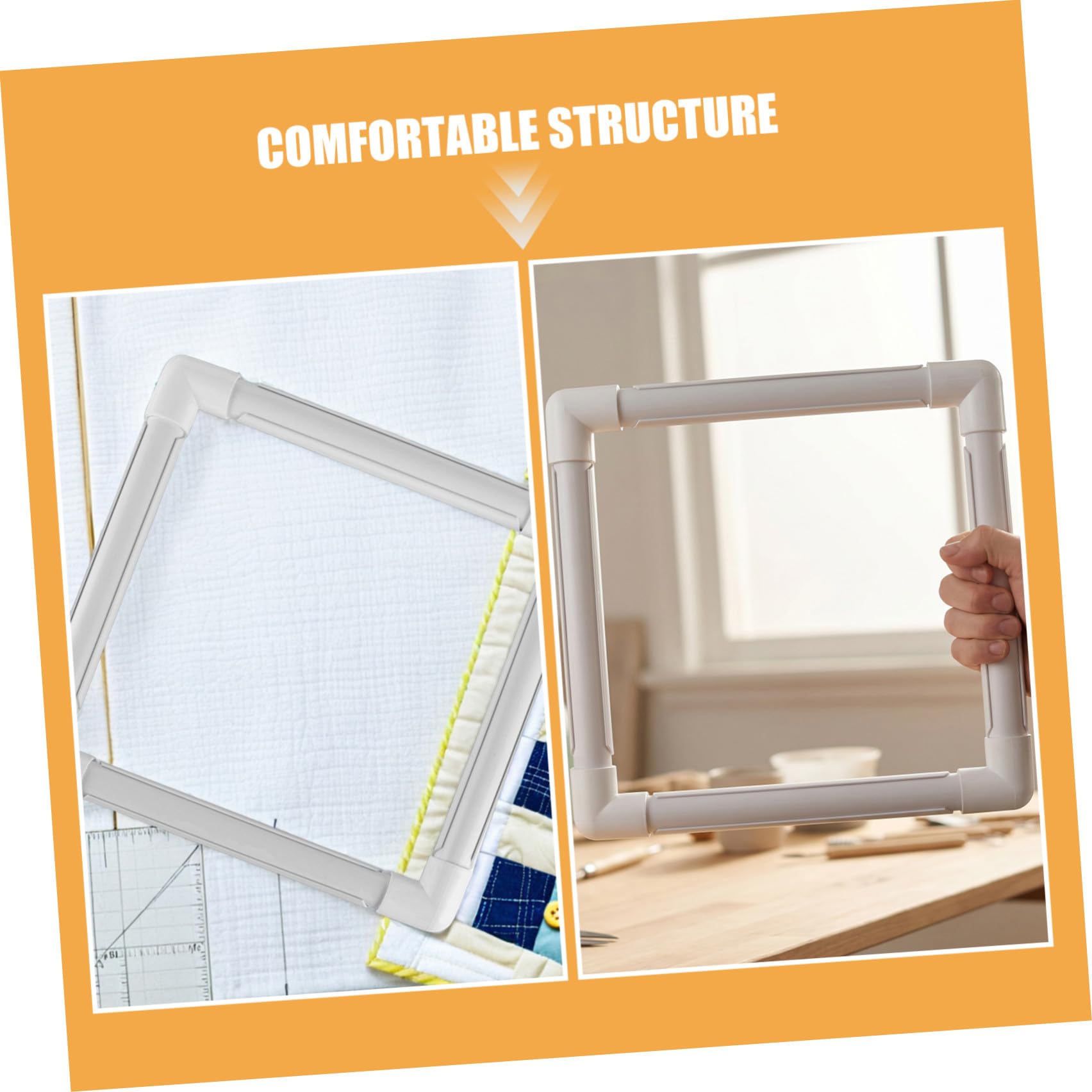 WRITWAA 2 Pezzi Telaio Quadrato in Plastica per Ricamo Punto Croce e Quilting Supporto Resistente e Leggero per Lavori di Tessuto e Seta