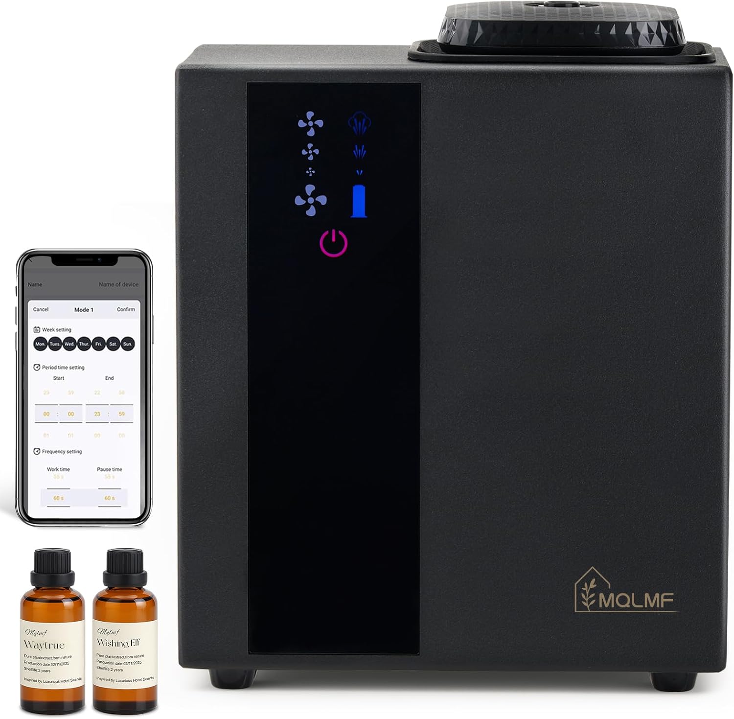 HVAC Diffuser Scent System Whole House - 4500 Sq Ft,Metal,Ultra Quiet,Safety Lock,Bluetooth App,Hotel Commercial Collection Diffuser Machine - Black