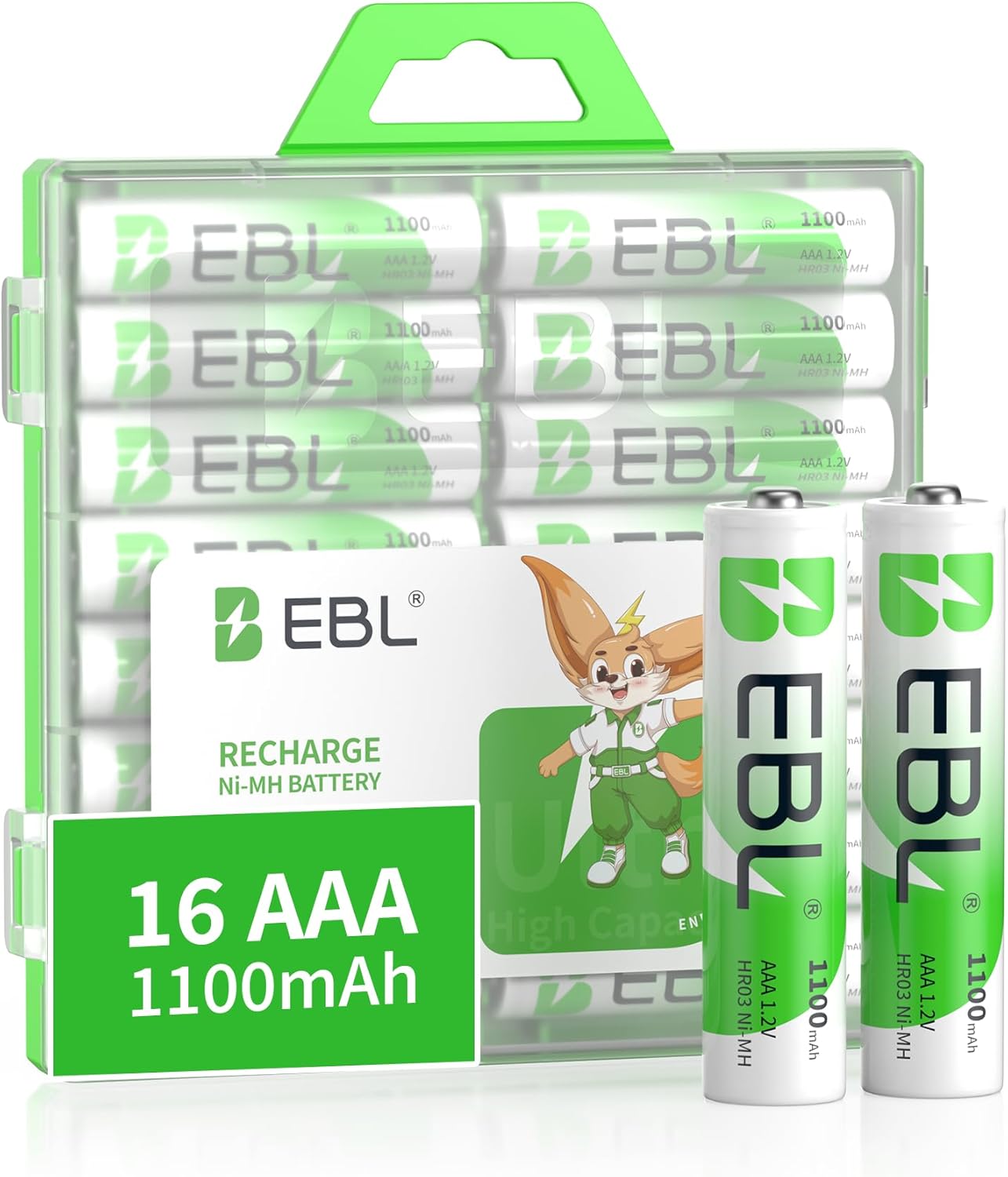 Product image of EBL Rechargeable AAA Batteries (16-Counts) Ready2Charge 1100mAh 1.2V Ni-MH Battery