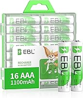 EBL Ready2Charge Rechargeable AAA Batteries 16-Pack 1100mAh 1.2V NiMH - Long-Lasting Low Self-Discharge Power