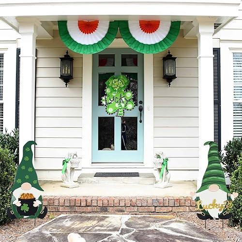 Miniatura 3 de YEAHOME Decoraciones del día de San Patricio para exteriores, juego de 2 gnomos del día de San Patricio, estacas decorativas de metal para jardín,