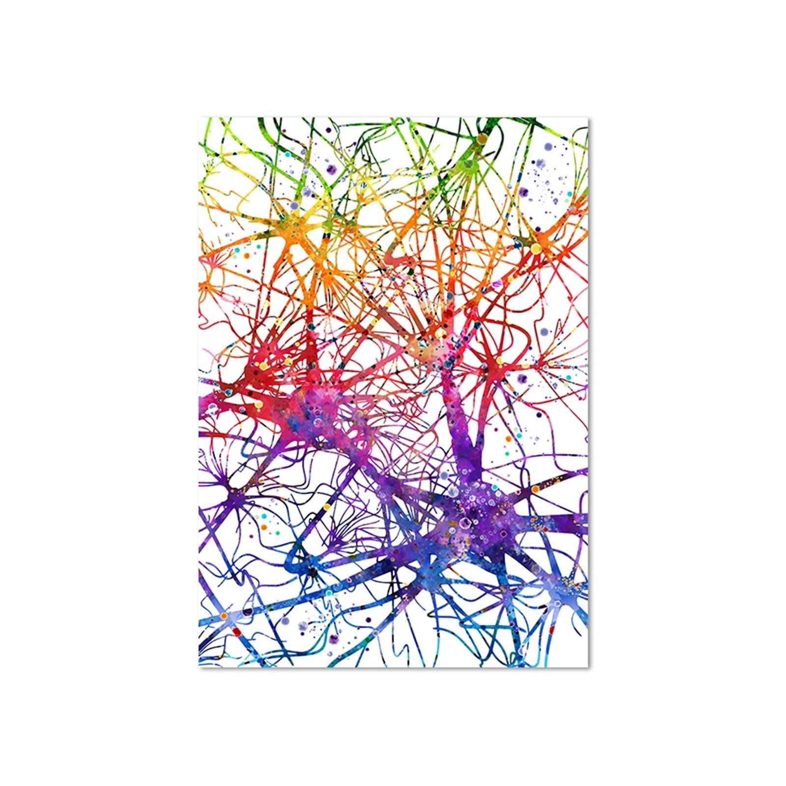 1 Szt. Neuron Akwarela Neurologia Ścienny Plakat Artystyczny Drukuj Anatomia Mózgu Medycyna Obraz Na Płótnie Synapse Clinic Room(03,55x80cm)