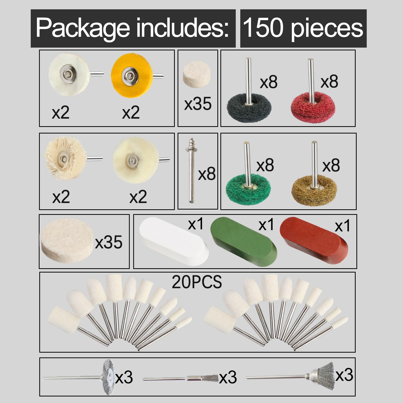 Dremel Polishing Wheels - 150 Piece Kit -6