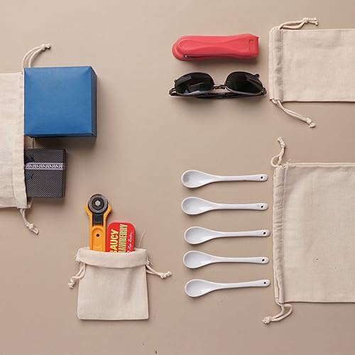 Miniatura 3 de Bolsas de lona de algodón con doble cordón, paquete de 12 (12 x 16 pulgadas)