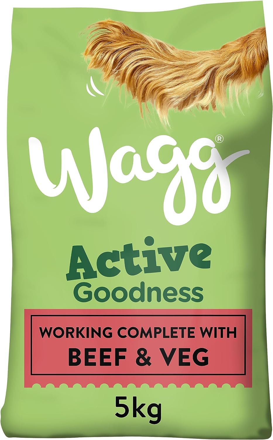 Wagg Active Goodness Complete Dry Adult Dog Food Beef & Veg 5kg (Pack of 3) - For All Active Working Dog Breeds
