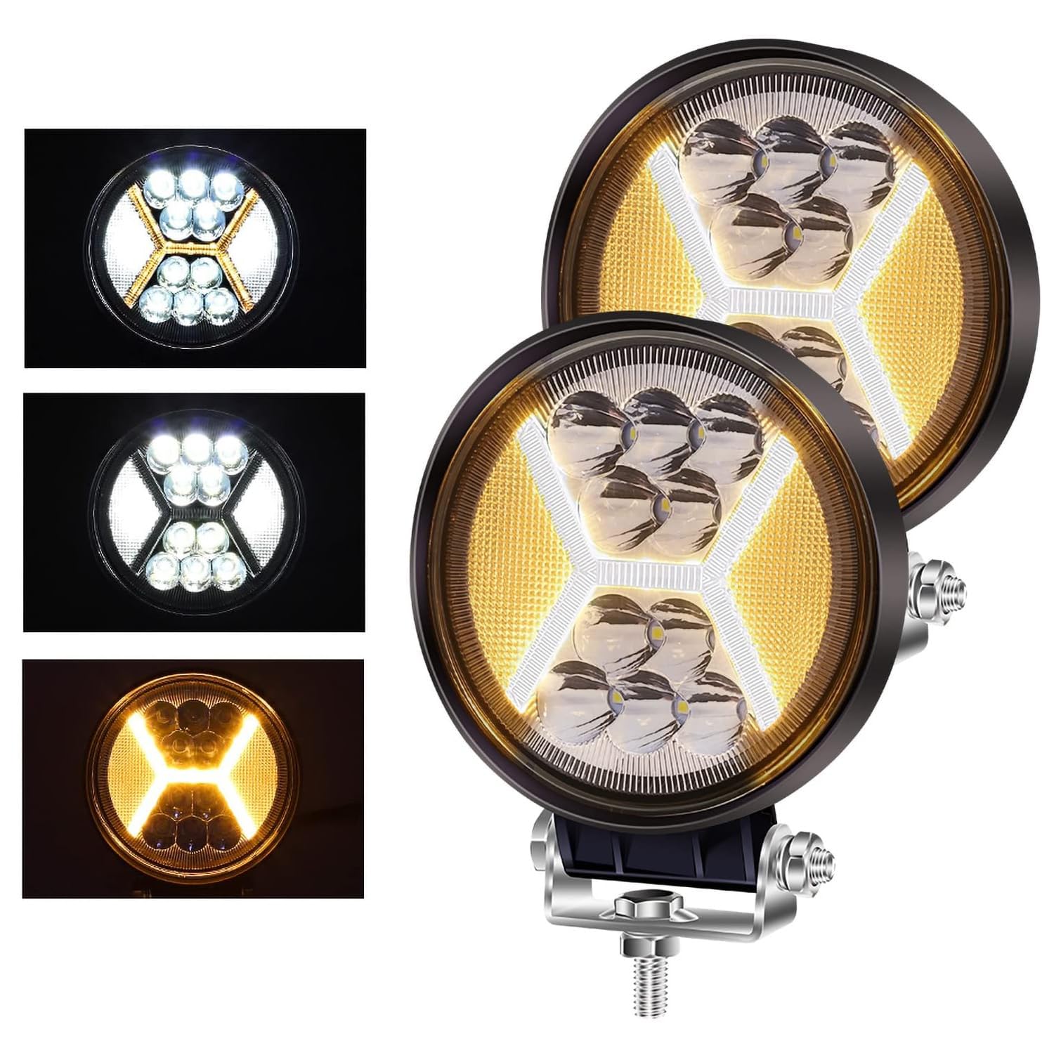 Luz de trabajo LED, 2 faros delanteros LED Spot Flood Combo Lights 12V 24V Off Road Driving Faros antiniebla Auxiliares Luces de circulación diurna para motocicleta SUV Barco Camión Tractor