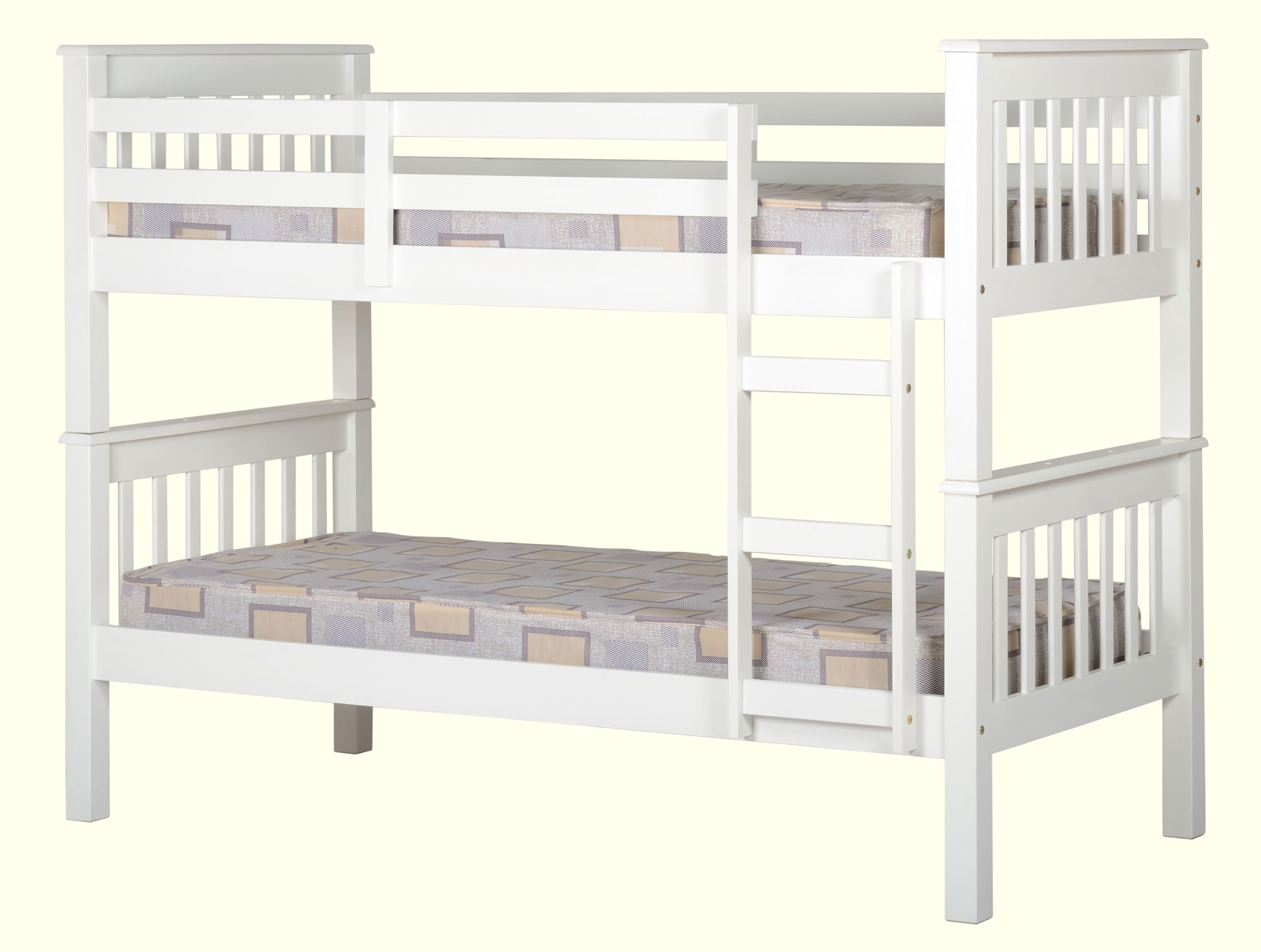 Buyqualia - Litera de Madera Blanca 151x205x105 cm | Cama Doble Compacta con Escalera y Baranda de Seguridad | Diseño Moderno para Niños y Adultos